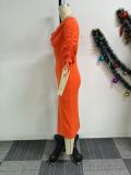 SC Solid Color Half Sleeve Split Midi Dress NY-10922