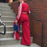 SC Sport Sweatshirt Stripe Patchwork Two Piece Pants Set AIL-292