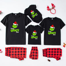 SC Christmas Printed BlackTops Plaid Print Loungewear Parent-Child Set GFTM-JJF53