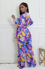 SC Fashion Print Long Sleeve Tie Up Loose Jumpsuit XHXF-8709