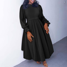 SC Plus Size Long Sleeve Solid Long Dress NNWF-8060