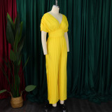 SC Sexy V Neck Solid Color Loose Jumpsuit GMLF-3302