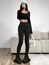 SC Fashion Knits Solid Color Flare Pants QY-55988
