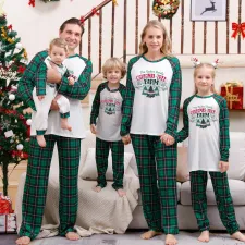 SC Christmas Printed Parent-Child Plaid Patchwork Pajama Set GFTM-JJF106