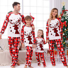 SC Plaid Patchwork Printed Parent-Child Loungewear Christmas Set GFTM-JJF32-109