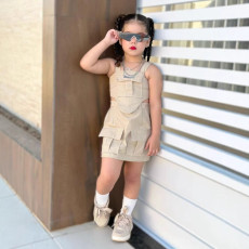 SC Kids Girls Solid Color Sling Two Piece Skirts Set GYAY-8109