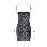 SC Leopard Print Sequin Wrap Chest Mini Dress BLG-D4A17590A