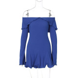 SC Ruffles Off Shoulder Long Sleeve Mini Dress BLG-D4917477K