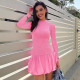 SC Long Sleeve Solid Color Ruffles Mini Dress BLG-D4917510A
