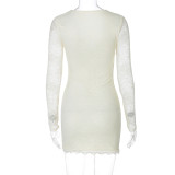 SC Mesh Patchwork Long Sleeve Mini Dress BLG-D4A17628K