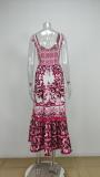 SC Plus Size Print Sleeveless Sling Maxi Dress GRST-25058