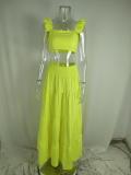 SC Plus Size Solid Color Tops Big Swing Skirt Two Piece Set GRST-8114