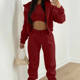 SC Solid Color Hooded Sweatshirt Sport 2 Piece Set GRST-8864
