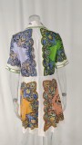 SC Plus Size Print Lapel Single-breasted Midi Dress GRST-24545