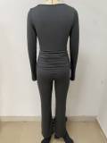 SC U Neck Long Sleeve Sport Two Piece Pants Set LSD-2293