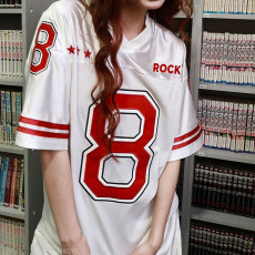 SC Letter Print Loose Sports T Shirt YWXS-HGMET18535