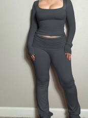 SC U Neck Long Sleeve Sport Two Piece Pants Set LSD-2293