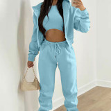 SC Solid Color Hooded Sweatshirt Sport 2 Piece Set GRST-8864