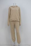 SC Long Sleeve Solid Hooded Two Piece Pants Set GRST-21660