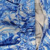 SC Plus Size Wrap Chest Print V Neck Split Maxi Dress GRST-24317