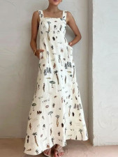 SC Plus Size Sleeveless Print Tie Up Maxi Dress GRST-25105