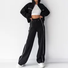 SC Fashon Loose Tie Up Sweatshirt Pant Suit GRST-28696