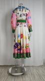 SC Plus Size Print Long Sleeve Maxi Dress GRST-24761