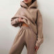 SC Long Sleeve Solid Hooded Two Piece Pants Set GRST-21660