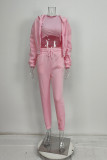 SC Solid Color Hooded Sweatshirt Sport 2 Piece Set GRST-8864