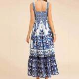 SC Plus Size Print Sleeveless Sling Maxi Dress GRST-25058