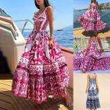 SC Plus Size Print Sleeveless Sling Maxi Dress GRST-25058