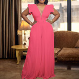 SC Plus Size Mesh Patchwork Solid Color Wide Leg Jumpsuit GCZF-196