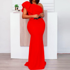 SC Plus Size Slash Shoulder Sleeveless Maxi Dress GCZF-8427