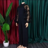 SC Plus Size Mesh Bubble Sleeve Wide Leg Jumpsuit GCZF-C1-D250