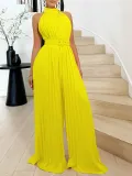 SC Plus Size Solid Color Sleeveless Wide Leg Jumpsuit GCZF-8588