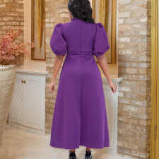 SC Plus Size Solid Color Bow Tie Midi Dress GCZF-D235-C1