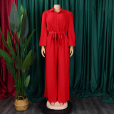 SC Plus Size Solid Color Long Sleeve Loose Jumpsuit GCZF-8596