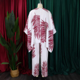 SC Plus Size V Neck Loose Print Two Piece Pants Set GCZF-8584