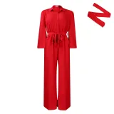 SC Plus Size Solid Color Long Sleeve Loose Jumpsuit GCZF-8596