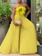 SC Plus Size Solid Flower Halter Loose Jumpsuit GCZF-8602