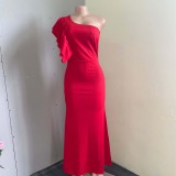SC Plus Size Slash Shoulder Sleeveless Maxi Dress GCZF-8427