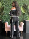 SC One Shoulder Long Sleeve Two Piece Pants Set GFDY-1315