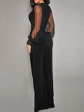 SC Mesh Sleeve Patchwork Loose Jumpsuit GWDS-240892