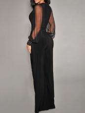 SC Mesh Sleeve Patchwork Loose Jumpsuit GWDS-240892