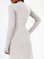 SC Slash Shoulder Long Sleeve Irregular Long Dress GWDS-241009