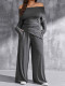 SC One Neck Off Shoulder Pleated Two Piece Pants Set GWDS-241003