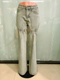 SC Washed Hollow Out Staight Jeans LX-5538