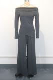 SC One Neck Off Shoulder Pleated Two Piece Pants Set GWDS-241003