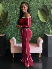 SC One Shoulder Long Sleeve Two Piece Pants Set GFDY-1315