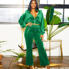 SC Casual Long Sleeve Solid Two Piece Pants Set GFDY-1314